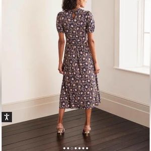 BODEN Flora Jersey Puff sleeve midi dress NAVY SZ 10
